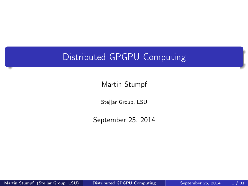 Distributed GPGPU Computing