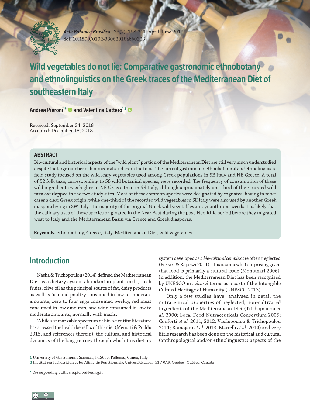 Comparative Gastronomic Ethnobotany and Ethnolinguistics on the Greek Traces of the Mediterranean Diet of Southeastern Italy