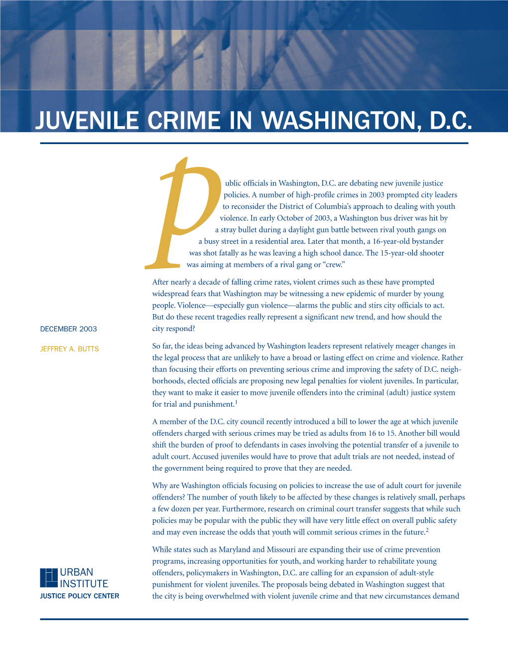 Juvenile Crime in Washington, D.C