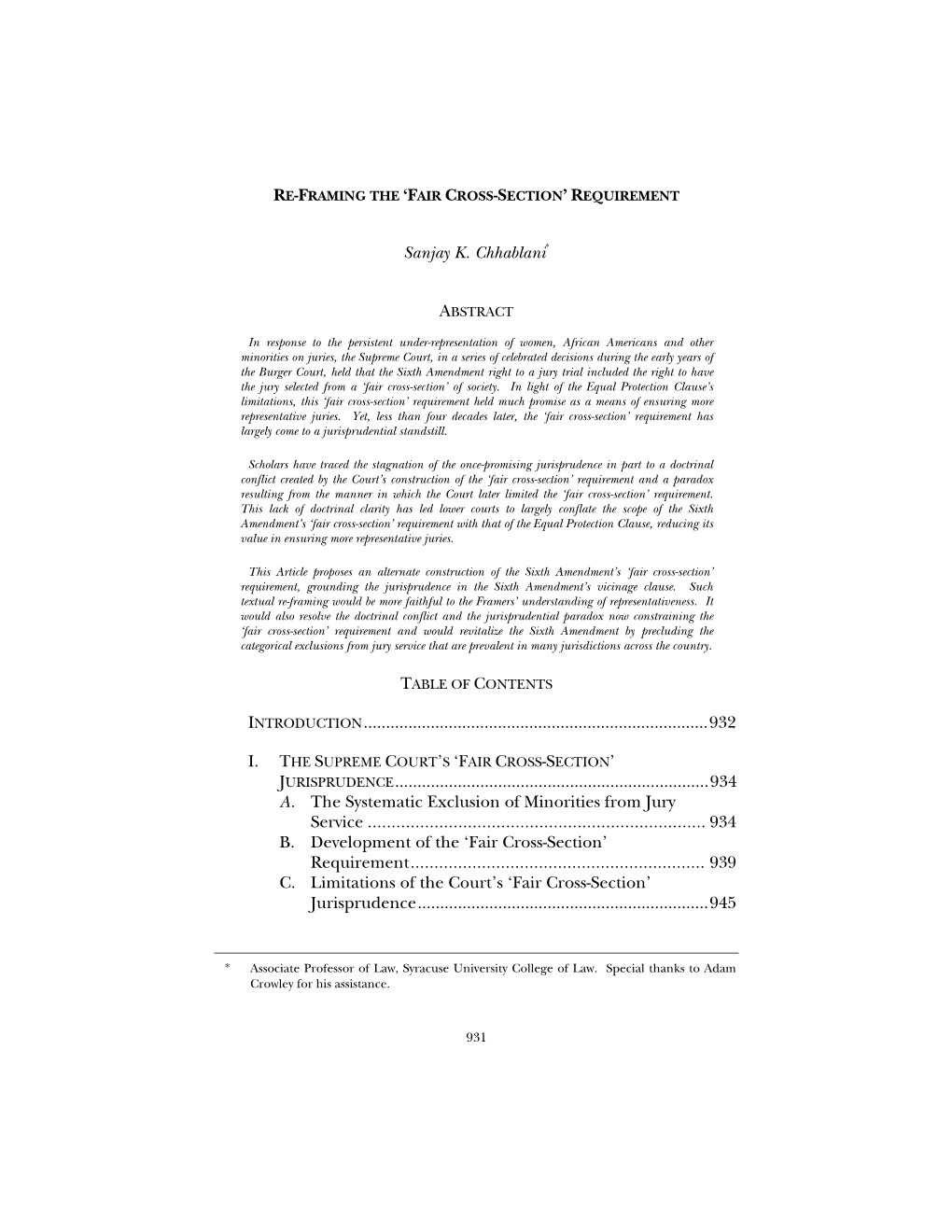 Fair Cross-Section’ Requirement