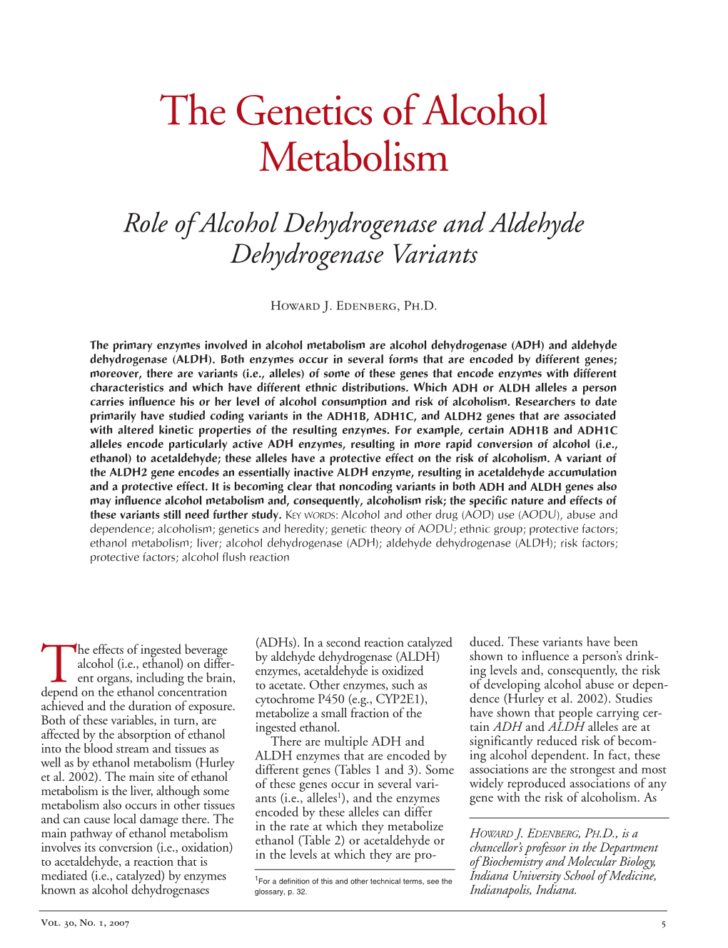 The Genetics of Alcohol Metabolism