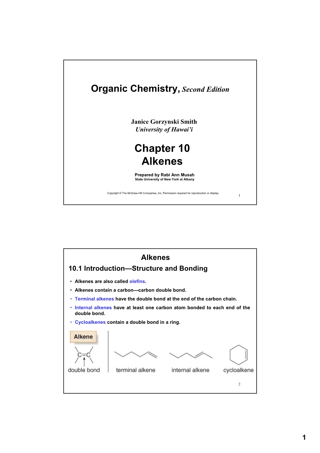 Chapter 10 Alkenes