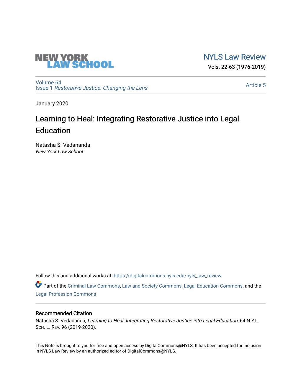 Integrating Restorative Justice Into Legal Education