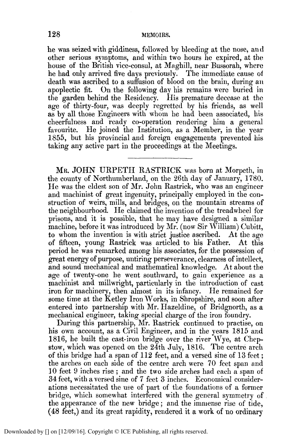 Obituary. Jphn Urpeth Rastrick, 1780-1856
