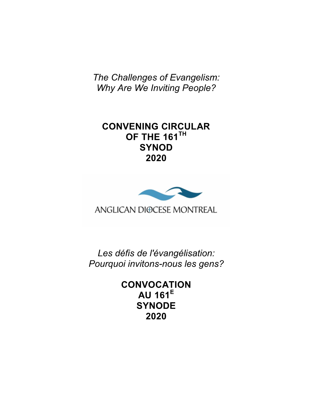 SYNOD 2020 Les Défis De L'évangélisation