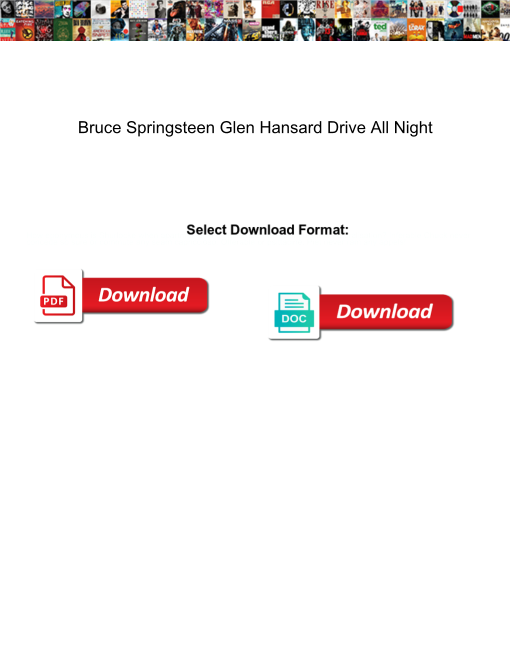 Bruce Springsteen Glen Hansard Drive All Night