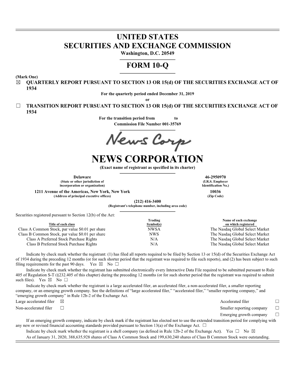 UNITED STATES SECURITIES and EXCHANGE COMMISSION Washington, D.C