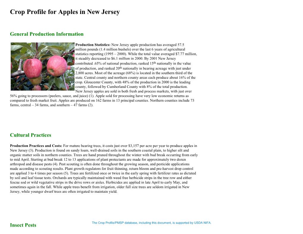 Crop Profile for Apples in New Jersey