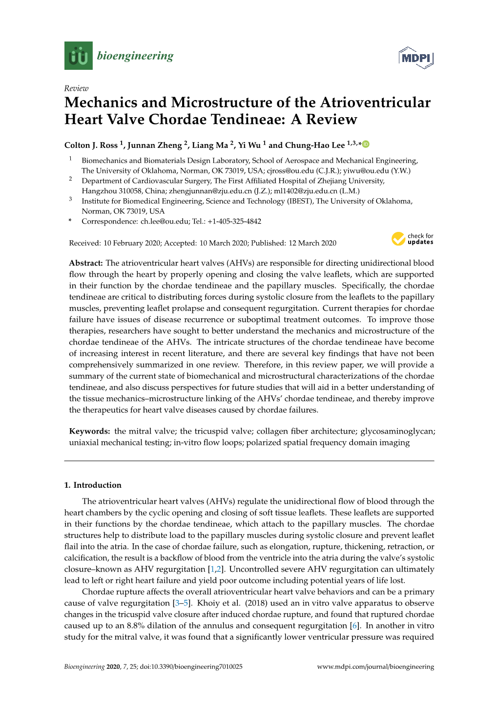 Mechanics and Microstructure of the Atrioventricular Heart Valve Chordae Tendineae: a Review