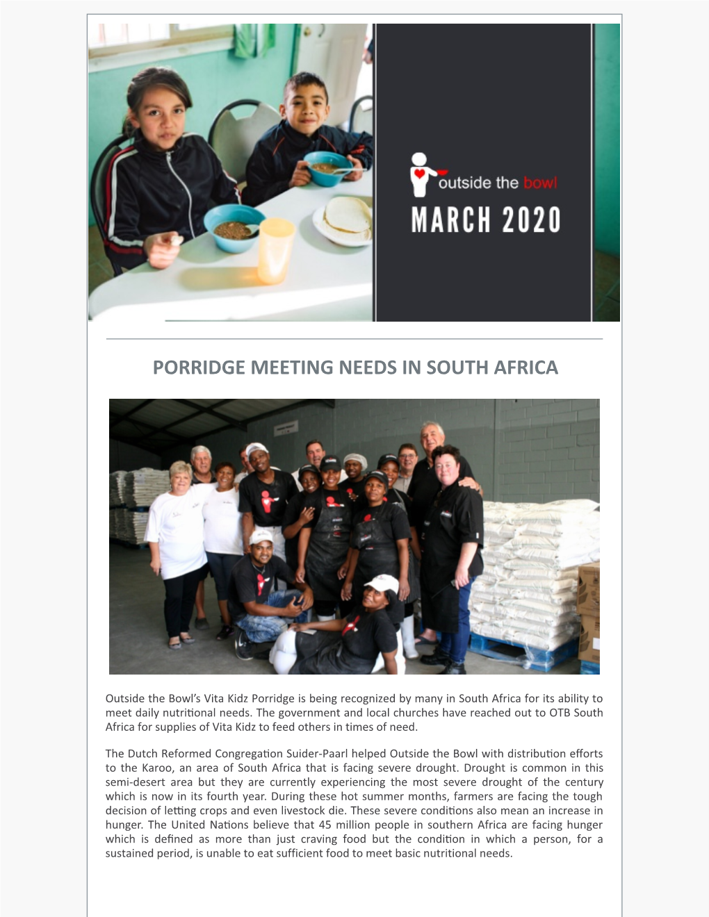 Porridge Meeting Needs in South Africa