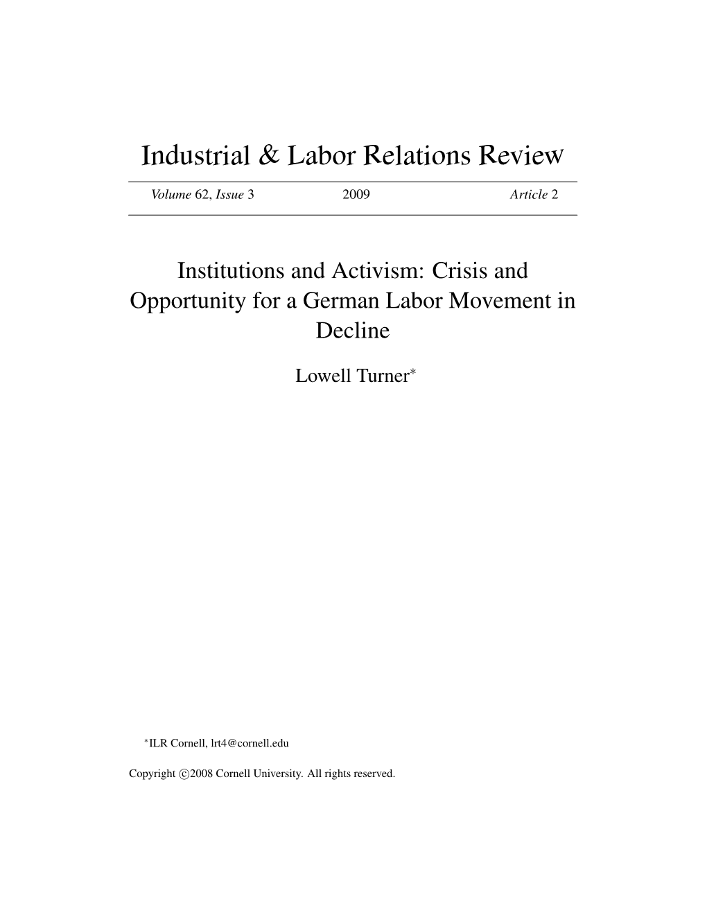 Industrial & Labor Relations Review