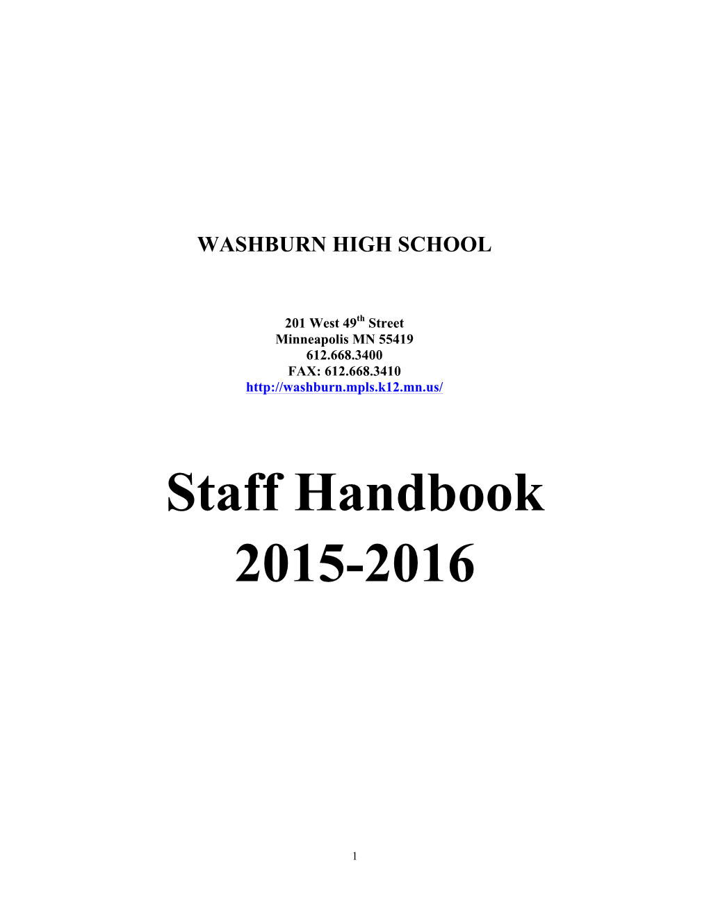 Staff Handbook 2015-2016