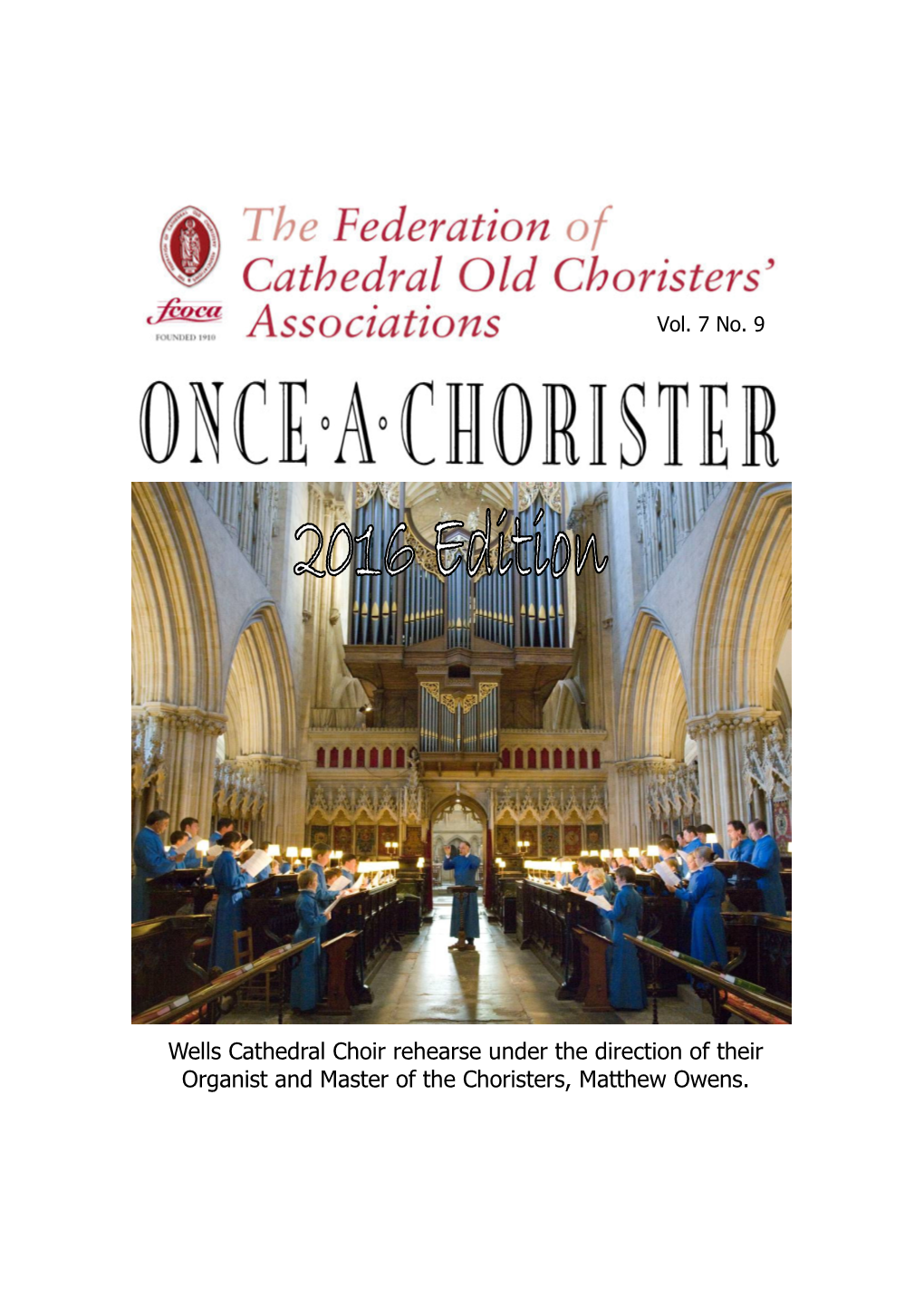 Wells Cathedral Choir Rehearse Under the Direction of Their Organist and Master of the Choristers, Matthew Owens