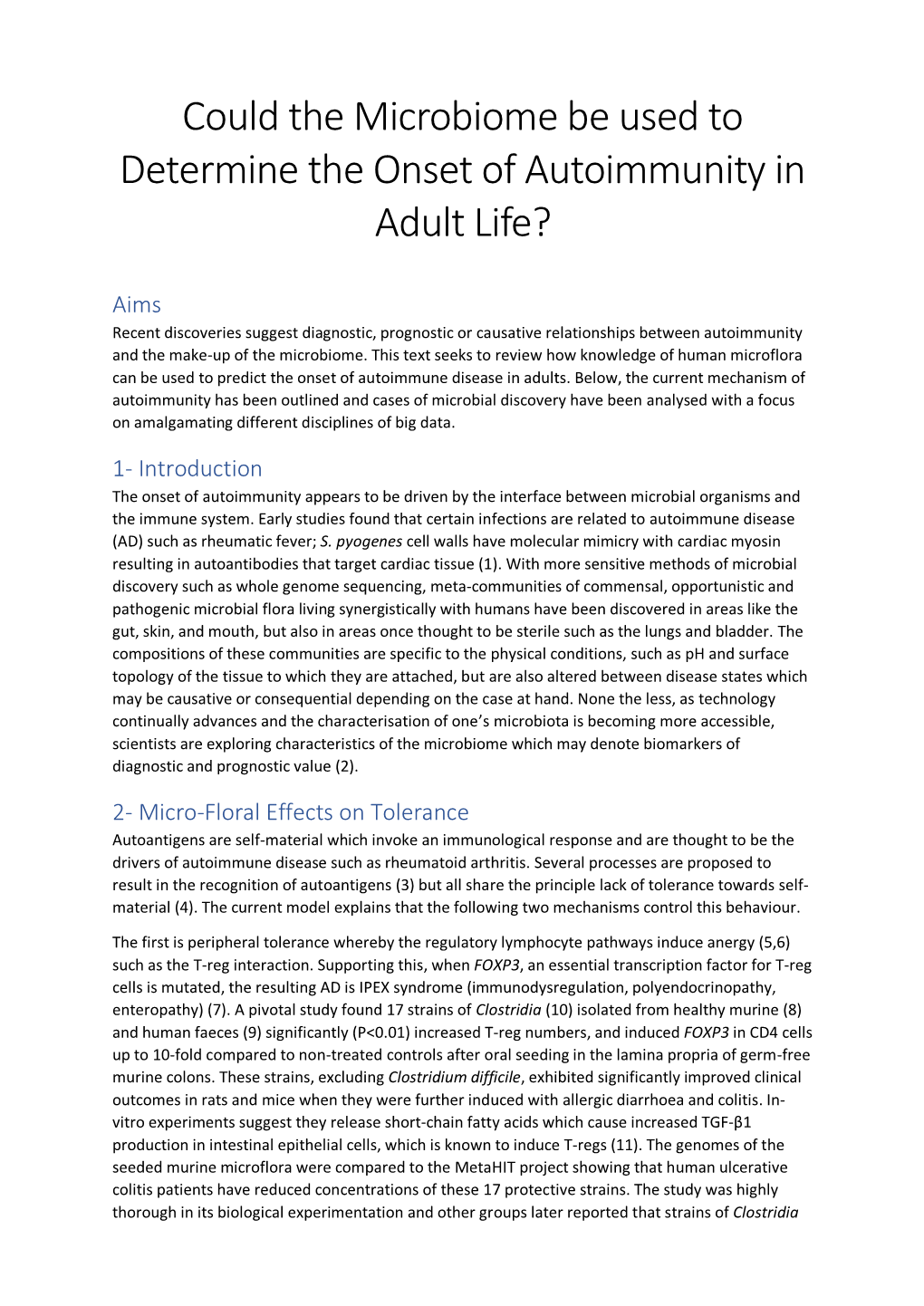 Could the Microbiome Be Used to Determine the Onset of Autoimmunity in Adult Life?