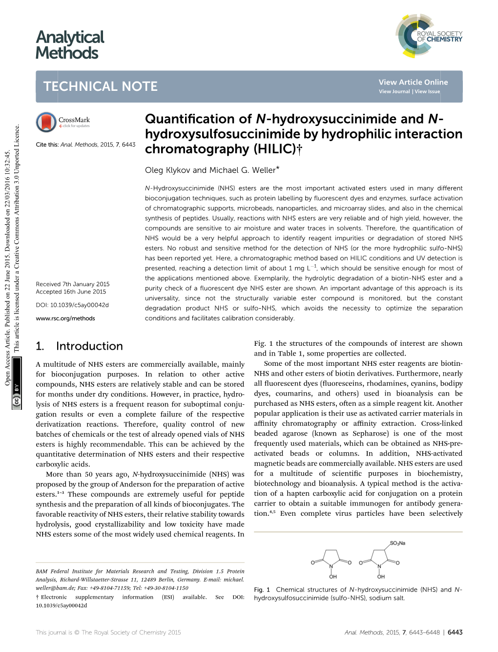 Quantification of N-Hydroxysuccinimide and N