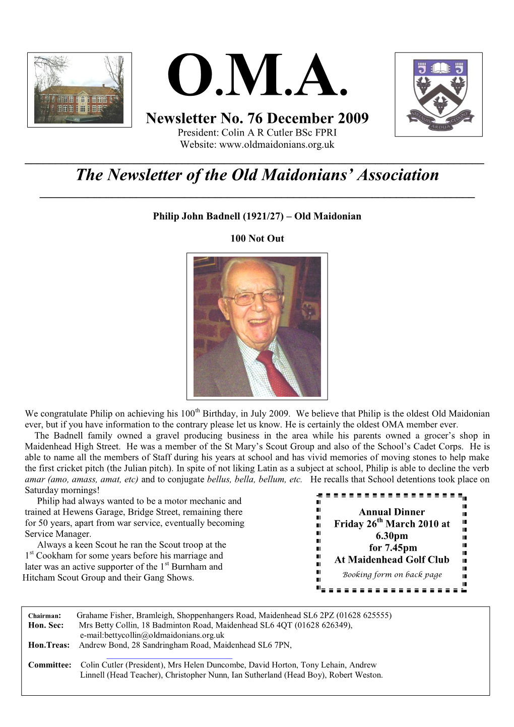 The Newsletter of the Old Maidonians' Association