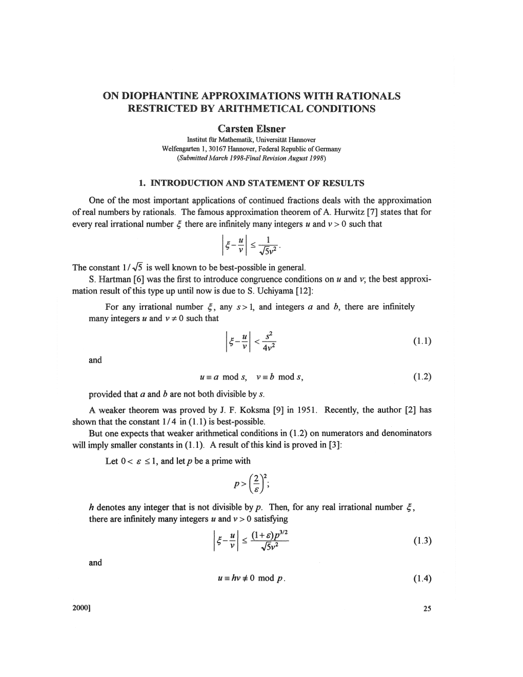 Carsten Eisner 1. INTRODUCTION and STATEMENT of RESULTS