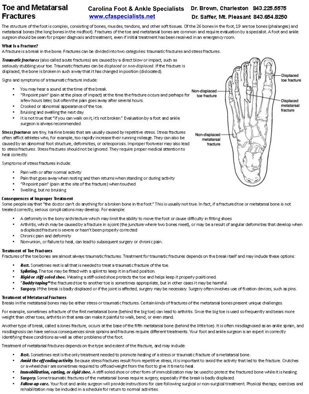 Toe and Metatarsal Fractures