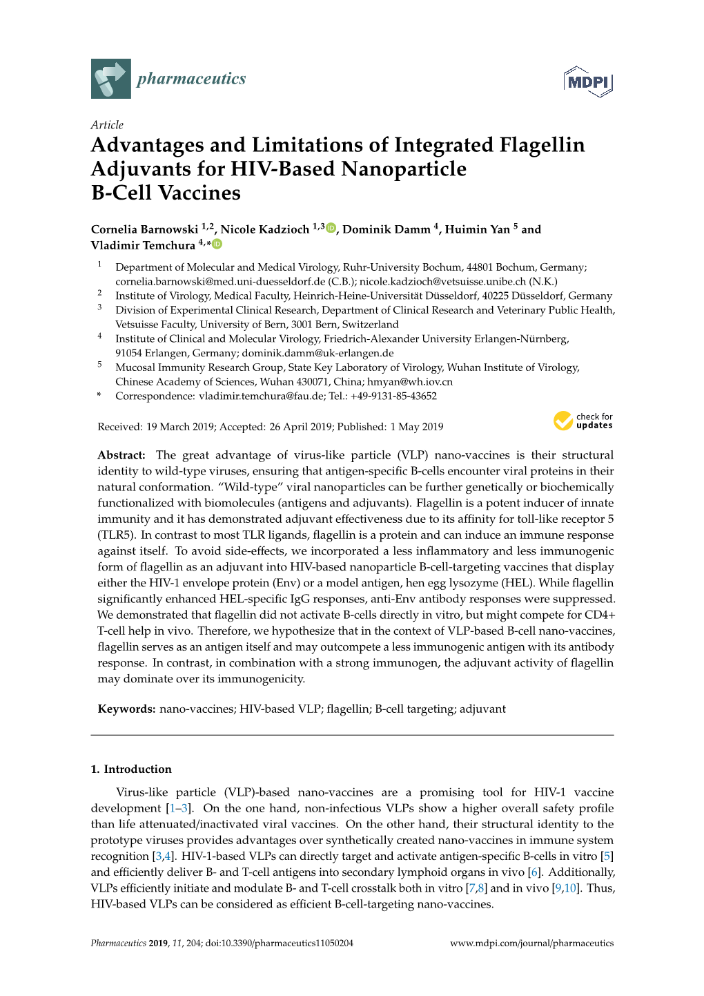 Advantages and Limitations of Integrated Flagellin Adjuvants for HIV-Based Nanoparticle B-Cell Vaccines