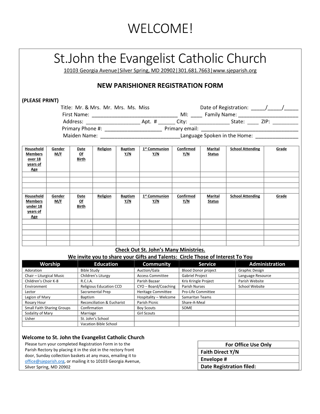 Parish Registration Form