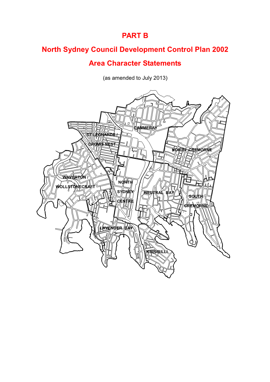 North Sydney Council Development Control Plan 2002 Area Character Statements