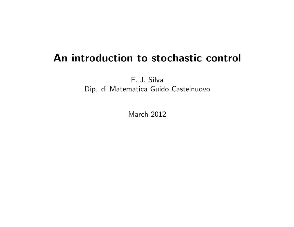 An Introduction to Stochastic Control