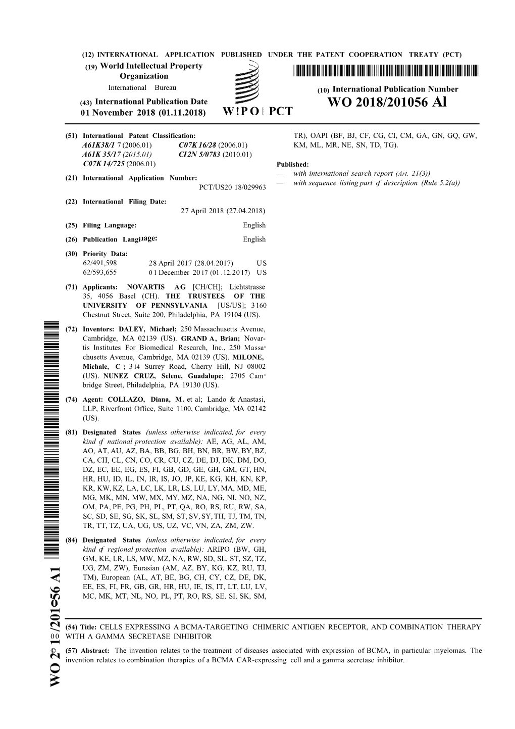 WO 2018/201056 Al 01 November 2018 (01.11.2018) W!P O PCT