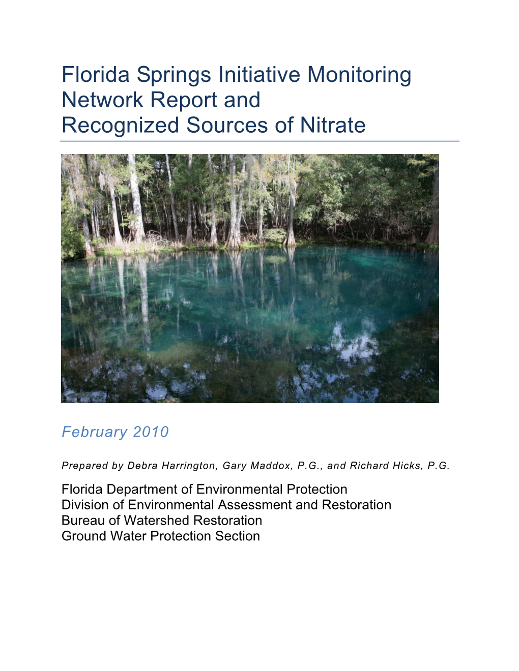 Florida Springs Initiative Monitoring Report and Recognized