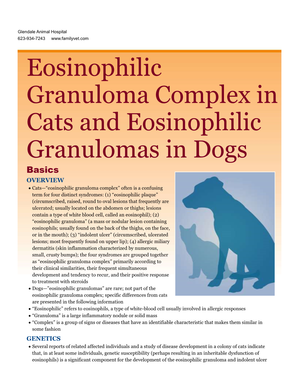 Eosinophilic Granuloma Complex in Cats and Eosinophilic