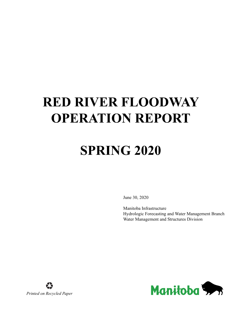 Red River Floodway Operation Report Spring 2020