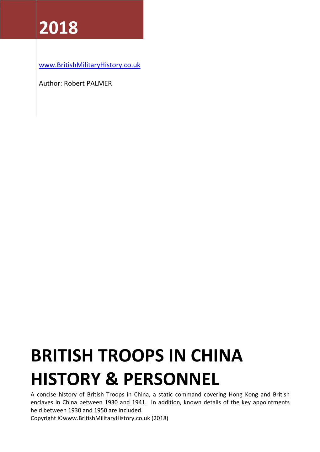 British Troops in China History & Personnel