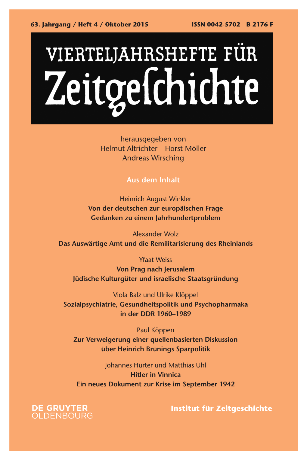 Heft 4 / Oktober 2015 ISSN 0042-5702 B 2176 F