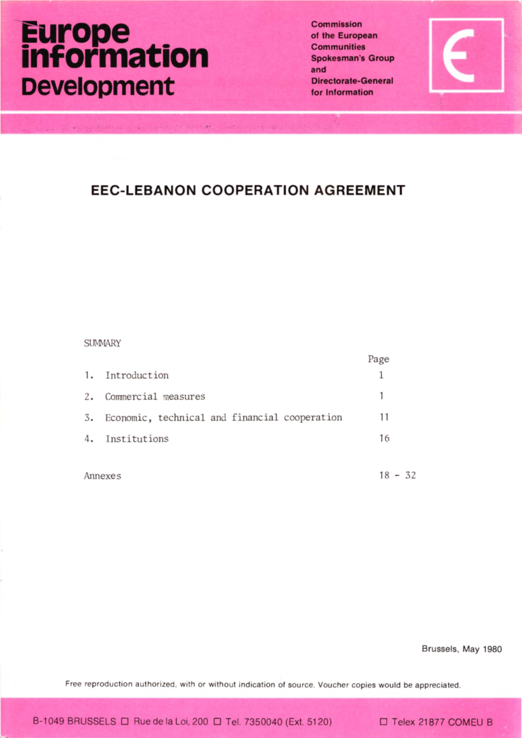 Library /J> Eec-Lebanon Cooperation Agreement
