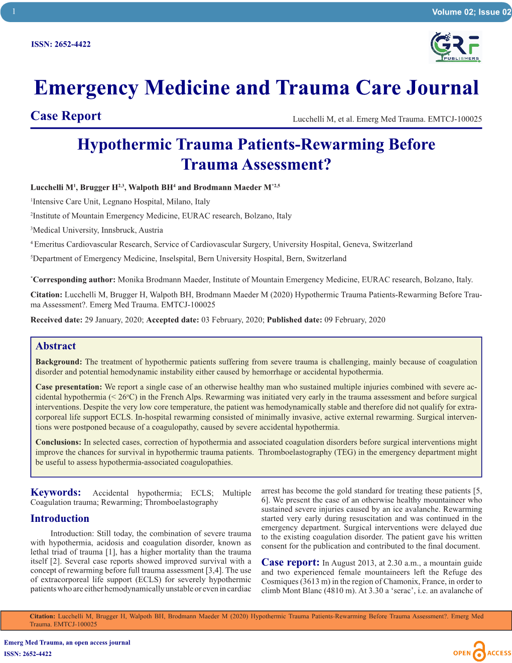 Emergency Medicine and Trauma Care Journal