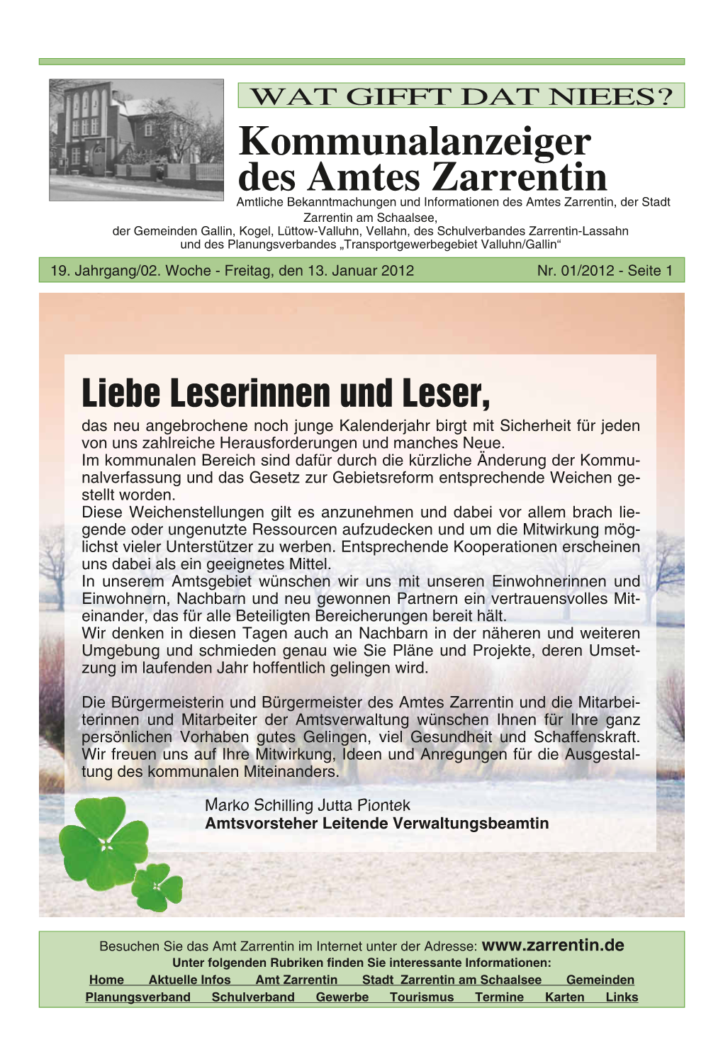 Kommunalanzeiger Des Amtes Zarrentin