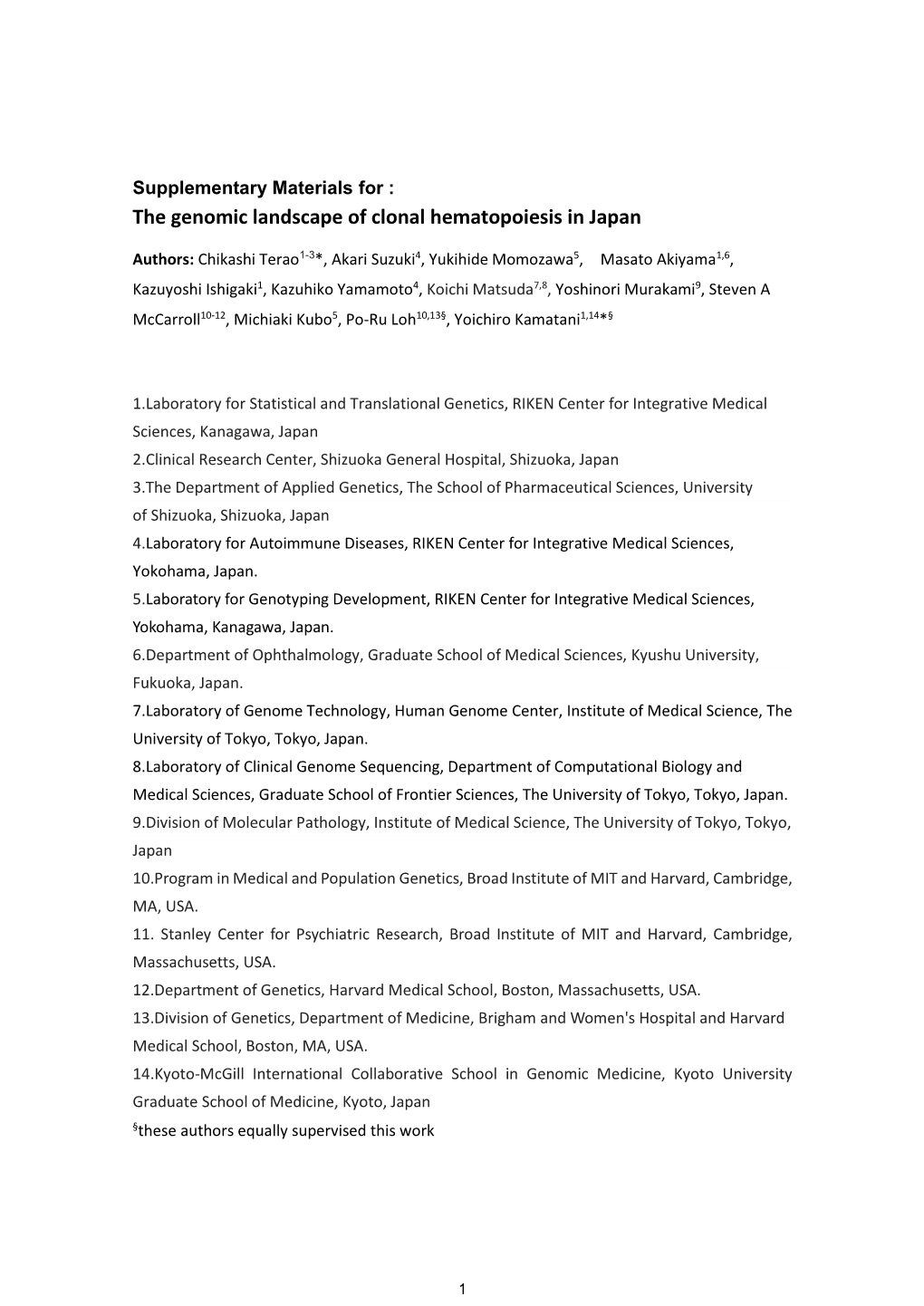 The Genomic Landscape of Clonal Hematopoiesis in Japan