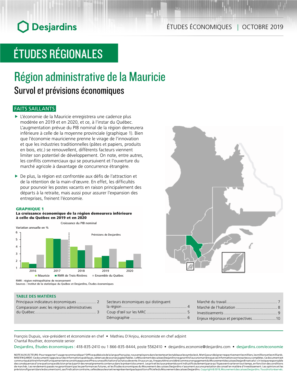 Région Administrative De La Mauricie Survol Et Prévisions Économiques