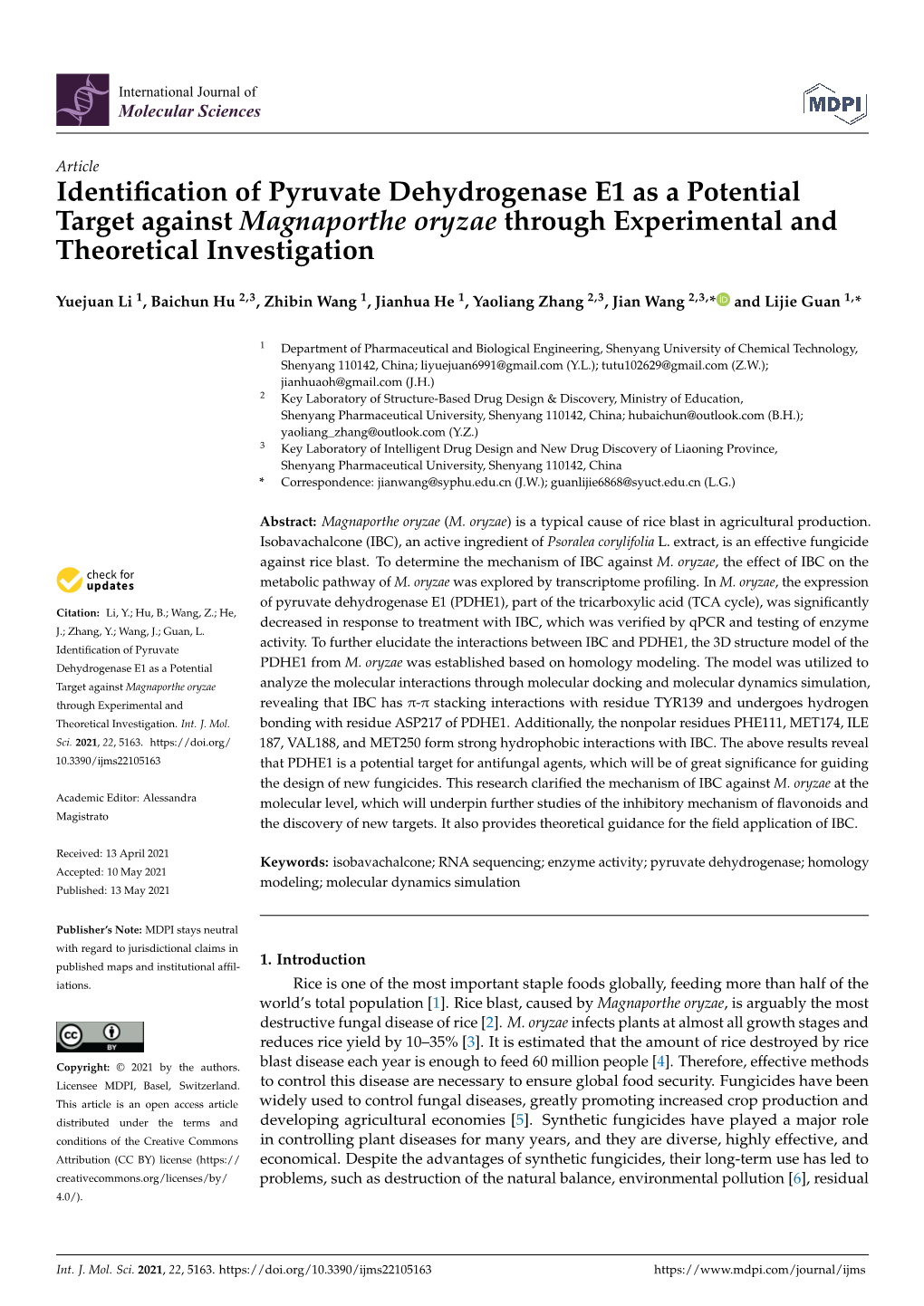 Identification of Pyruvate Dehydrogenase E1 As a Potential