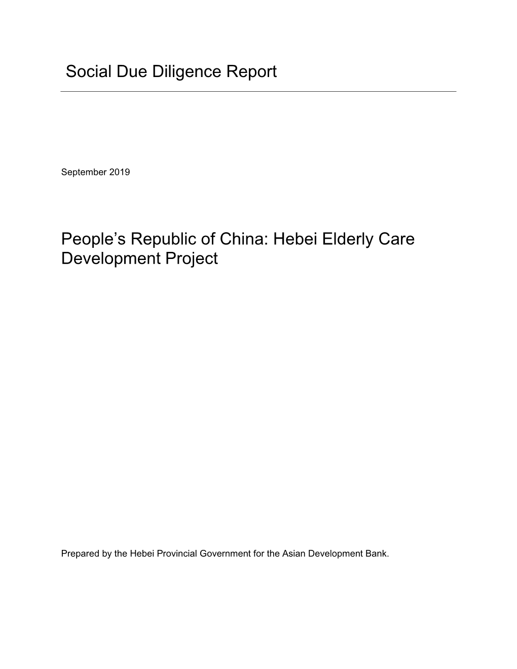 Hebei Elderly Care Development Project