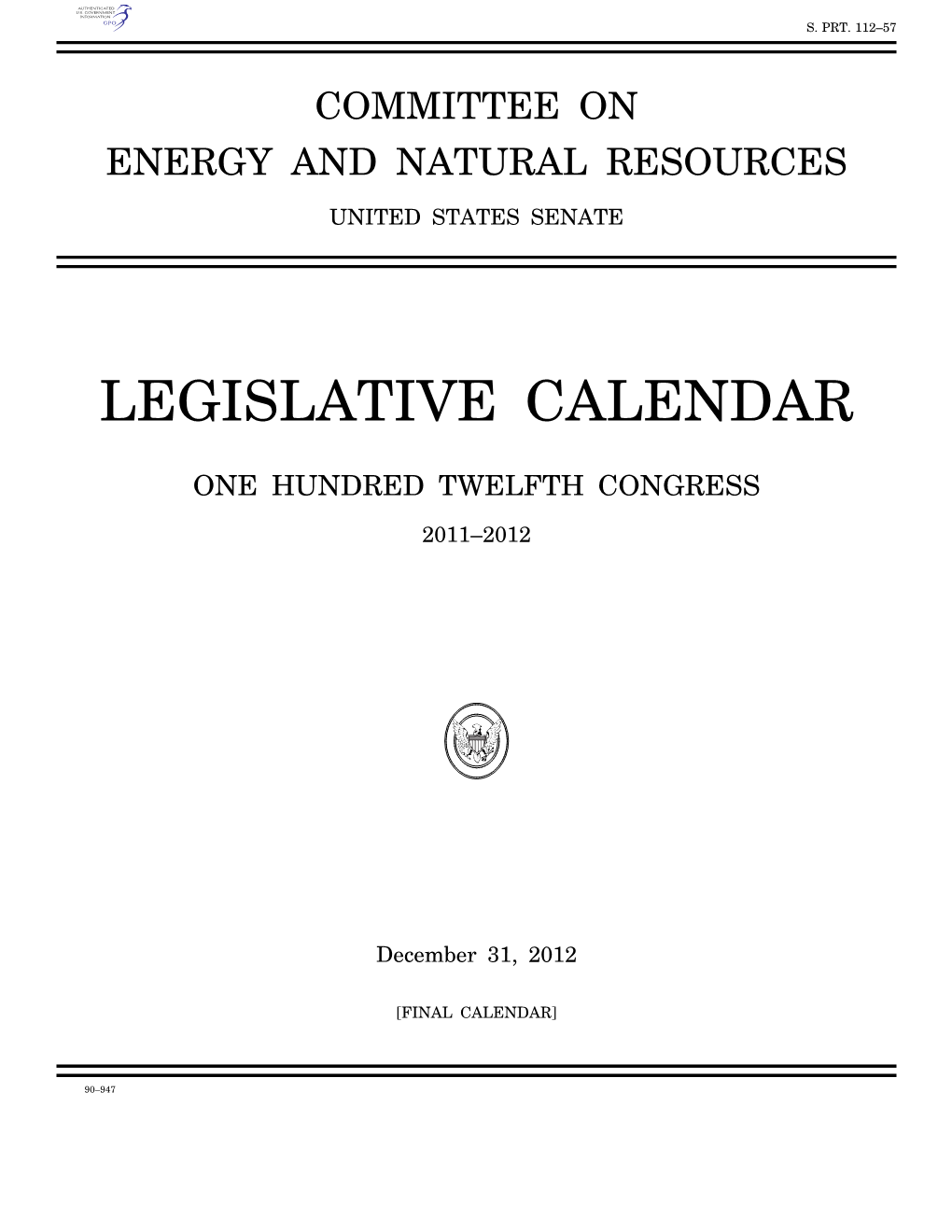 Legislative Calendar