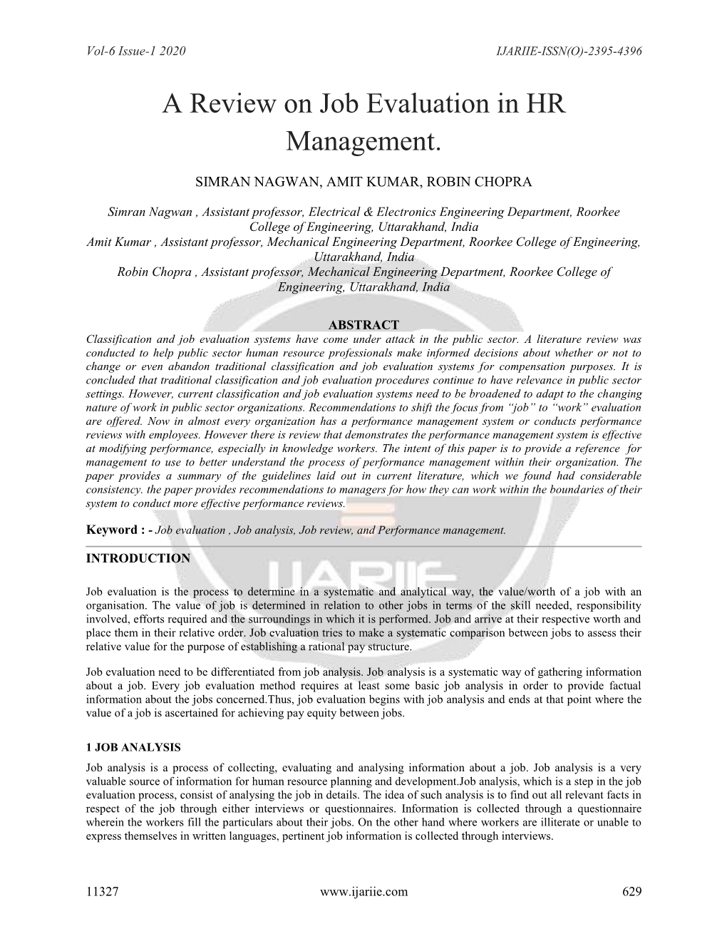 A Review on Job Evaluation in HR Management