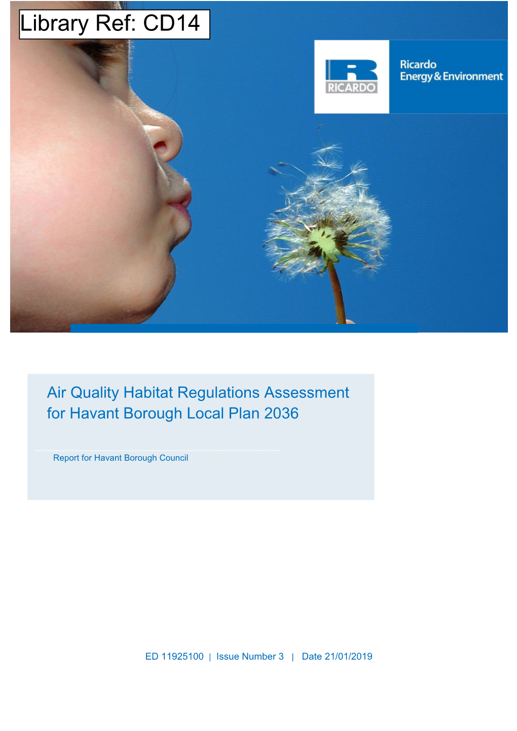 CD14 Air Quality Habitats Regulations Assessment