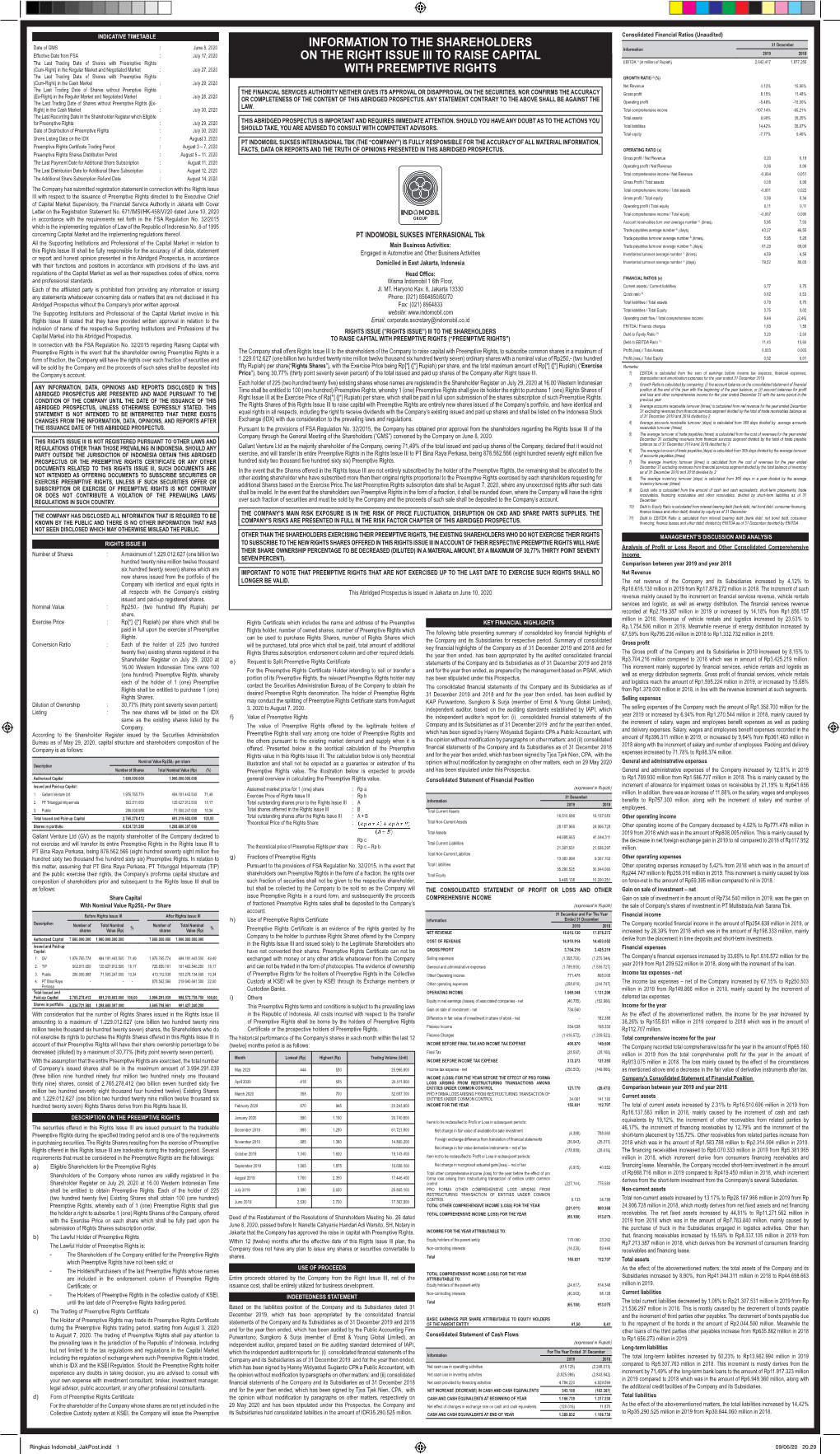 Information to the Shareholders on the Right