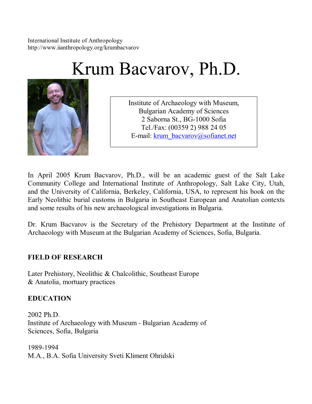 Krum Bacvarov, Ph.D