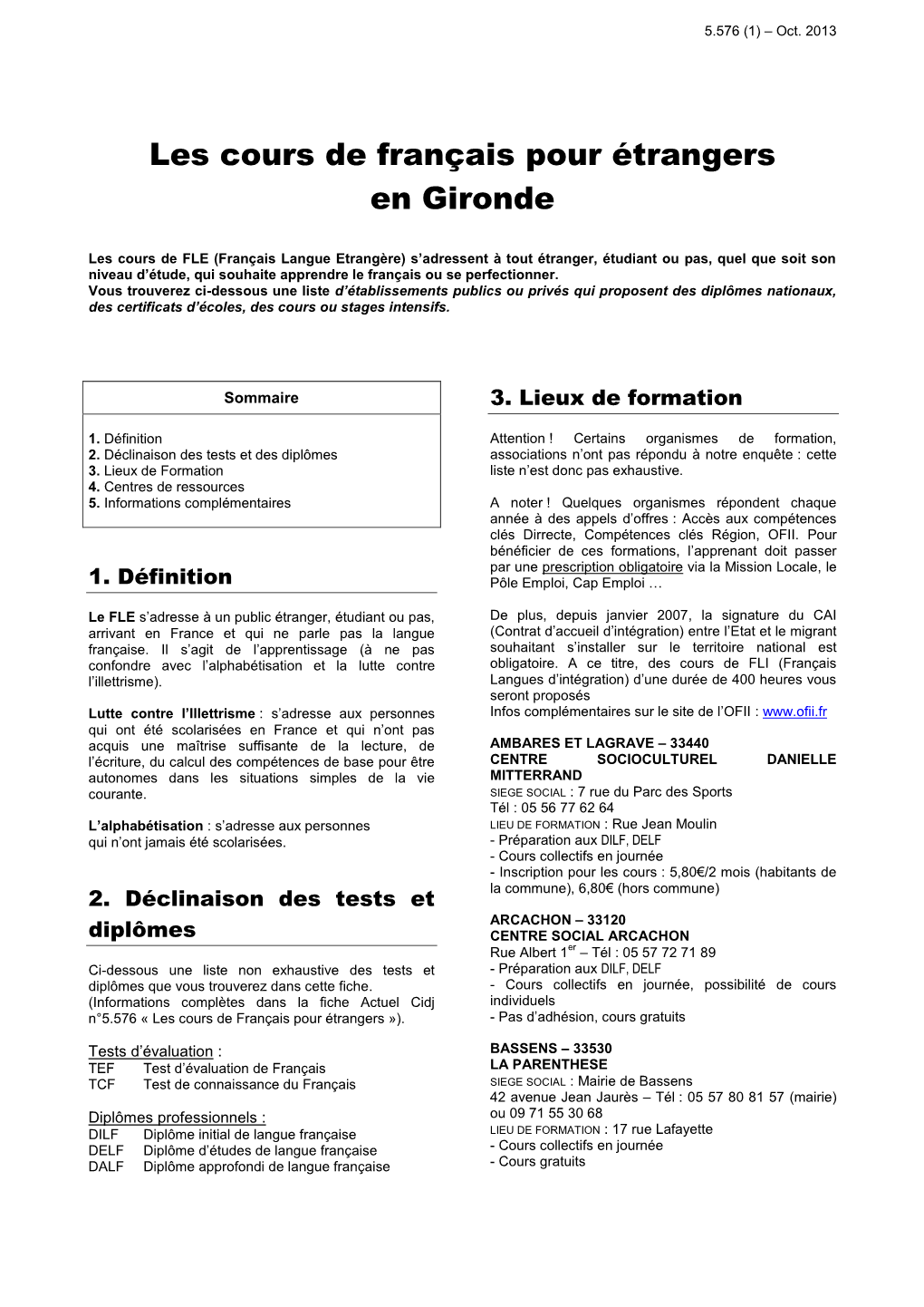 Les Cours De Français Pour Étrangers En Gironde