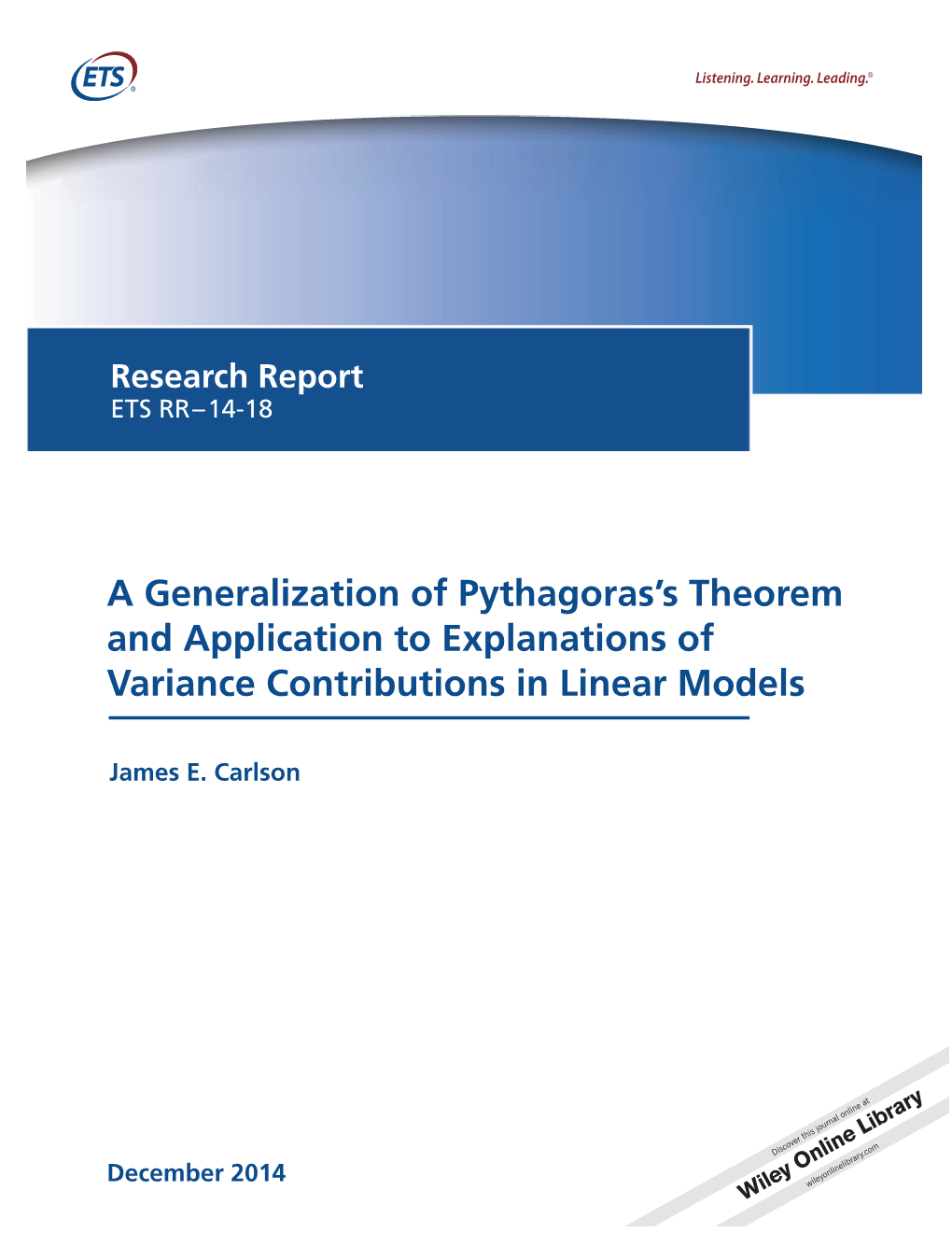 A Generalization of Pythagoras's Theorem and Application To