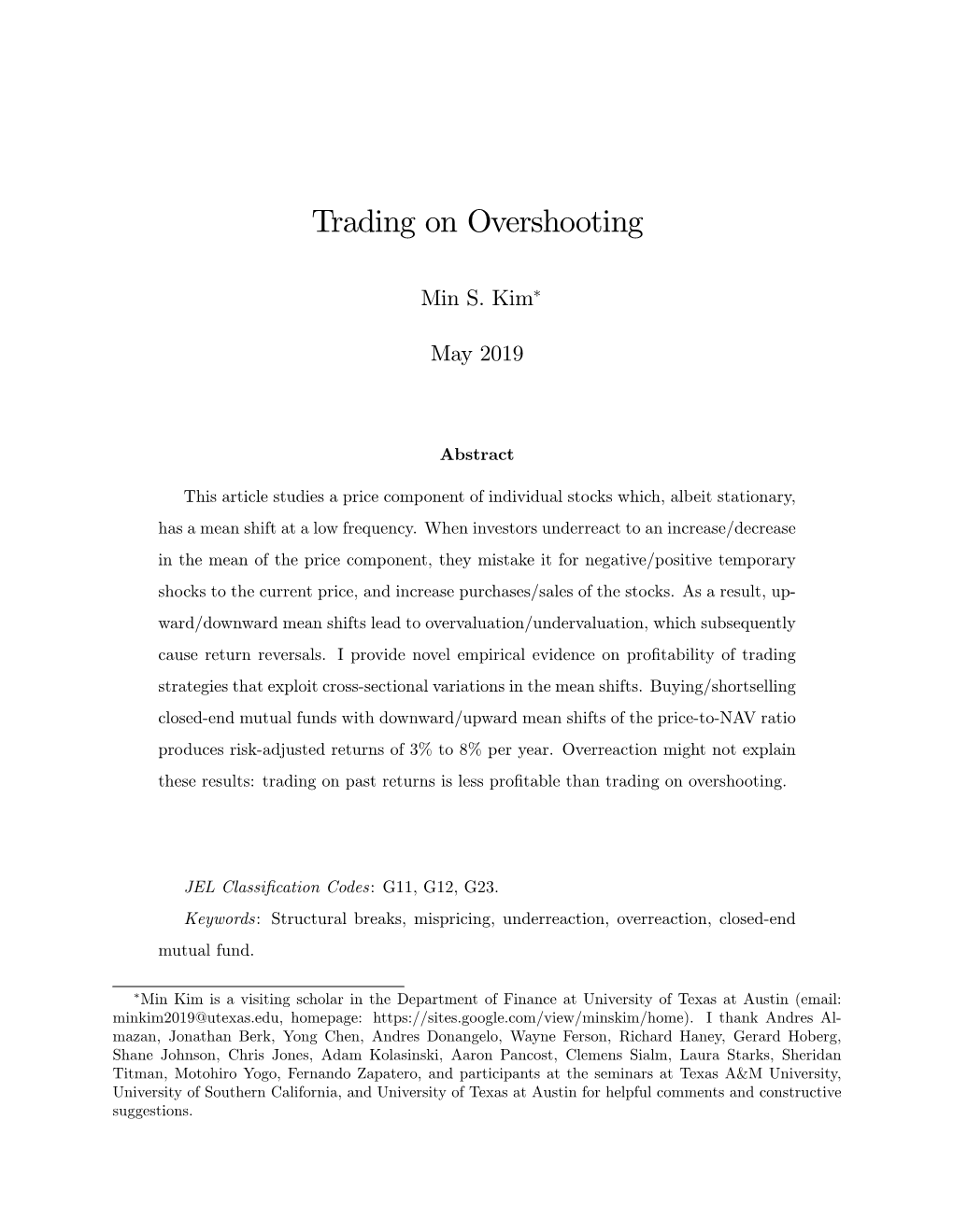 Trading on Overshooting
