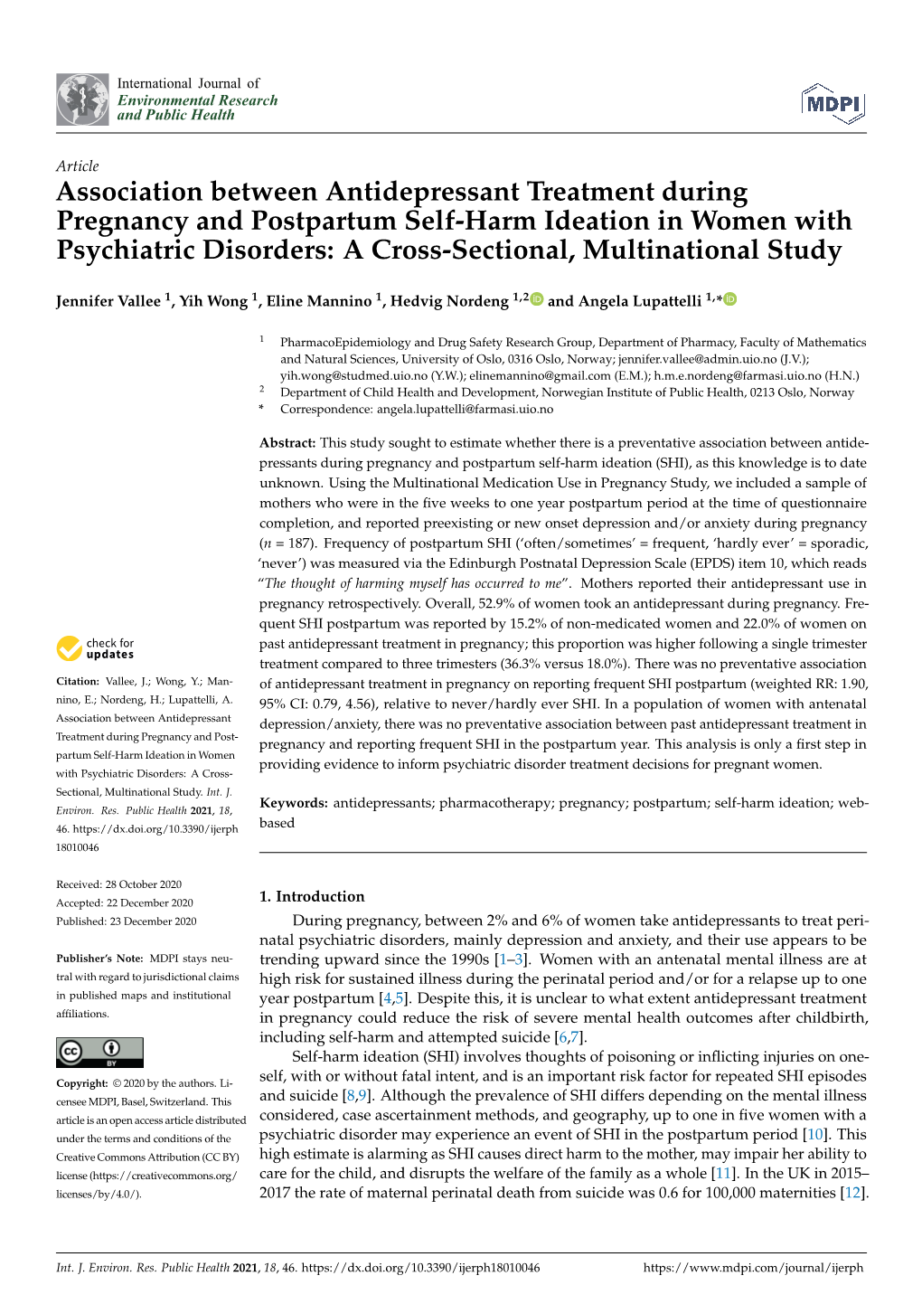 Association Between Antidepressant Treatment During Pregnancy