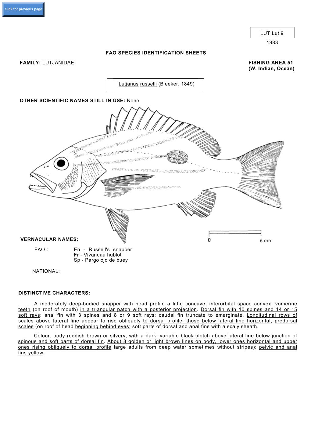 1983 Fao Species Identification Sheets Family: Lutjanidae