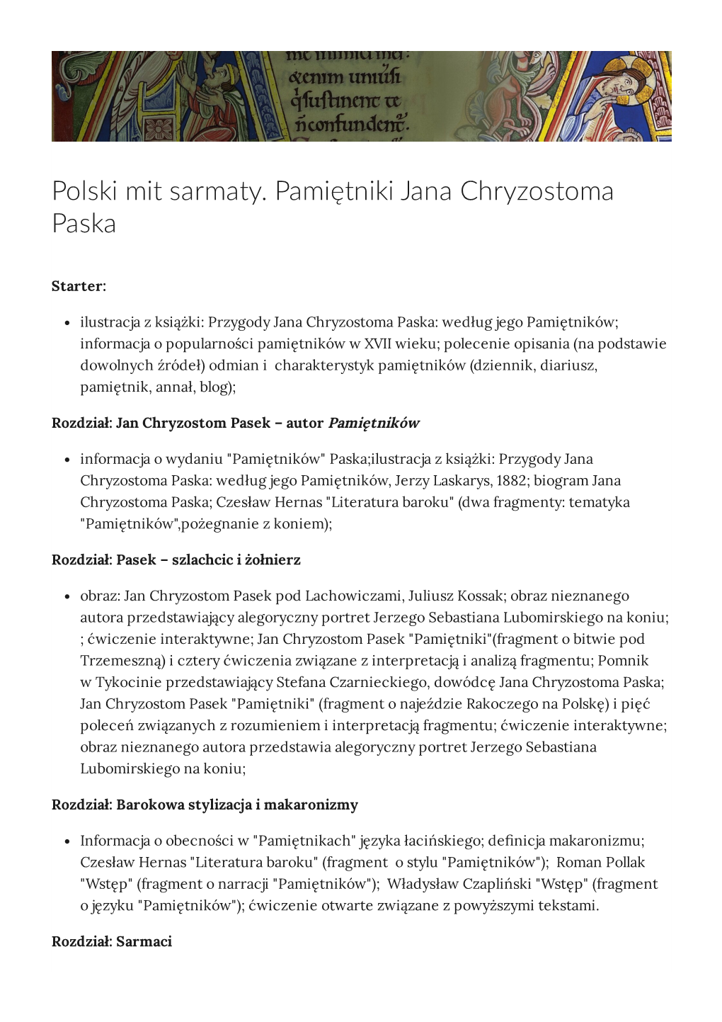 Polski Mit Sarmaty. Pamiętniki Jana Chryzostoma Paska